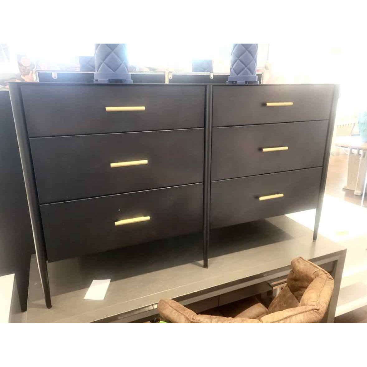 Black Metal & Brass 6-Drawer Dresser