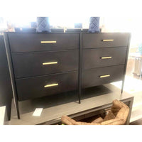 Black Metal & Brass 6-Drawer Dresser