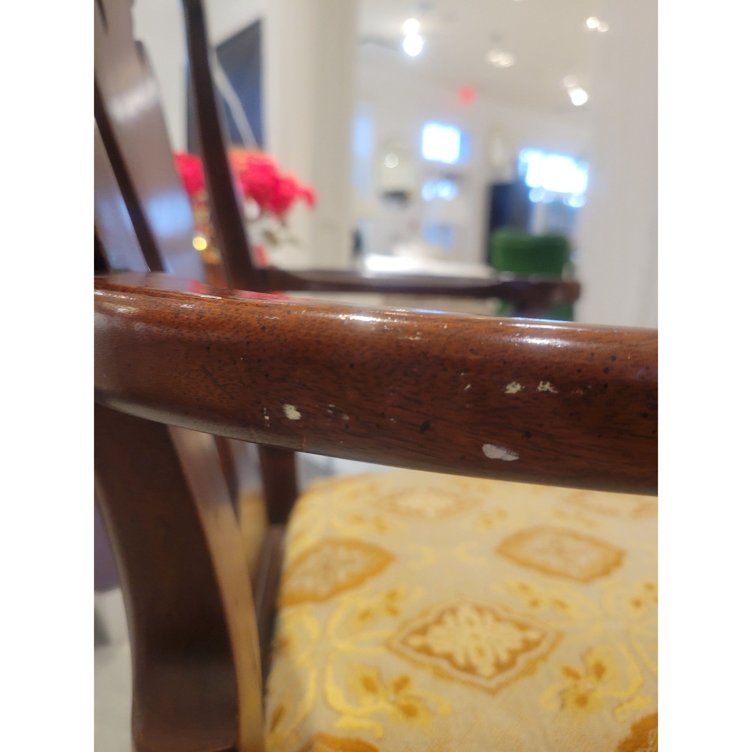 PAIR of Antique Mahogany Queen Anne Chairs w/ Upholstered Seats