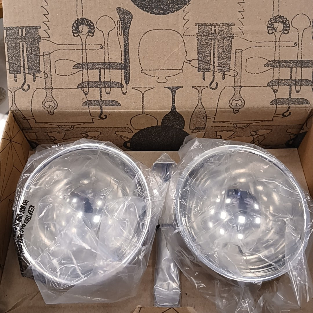 Boxed Set of Two Stainless  Ice Cream Bowls, 10"Lx6"Dx4"H