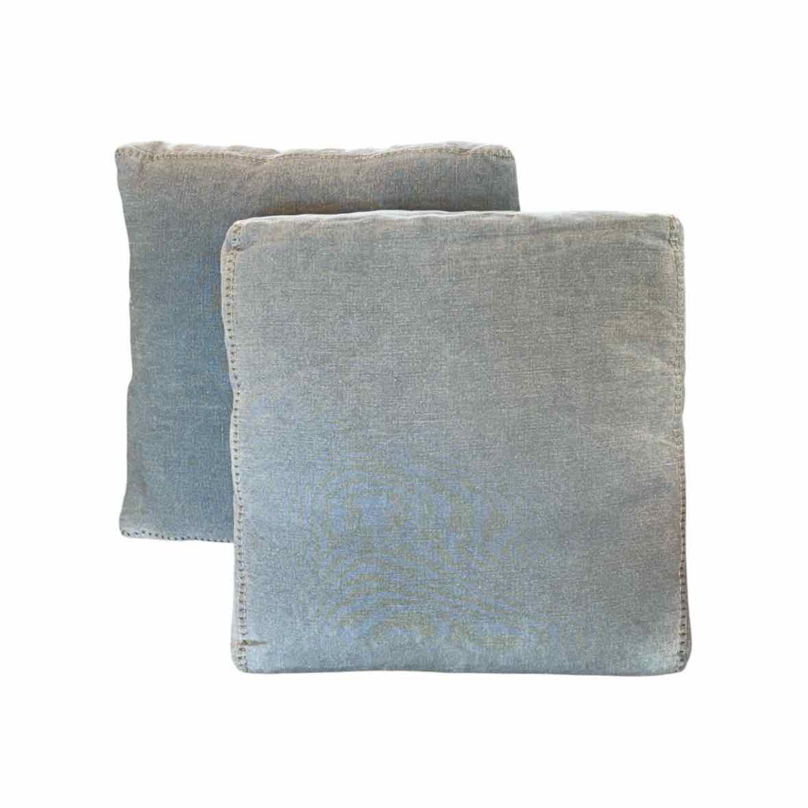 Pair of Teal Whipstitch Edged Pillows