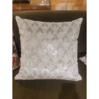 Silver Diamond Pattern Square Pillow w/ Down Insert - colletteconsignment.com