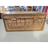 Vintage Handmade Carved Wood Box - colletteconsignment.com
