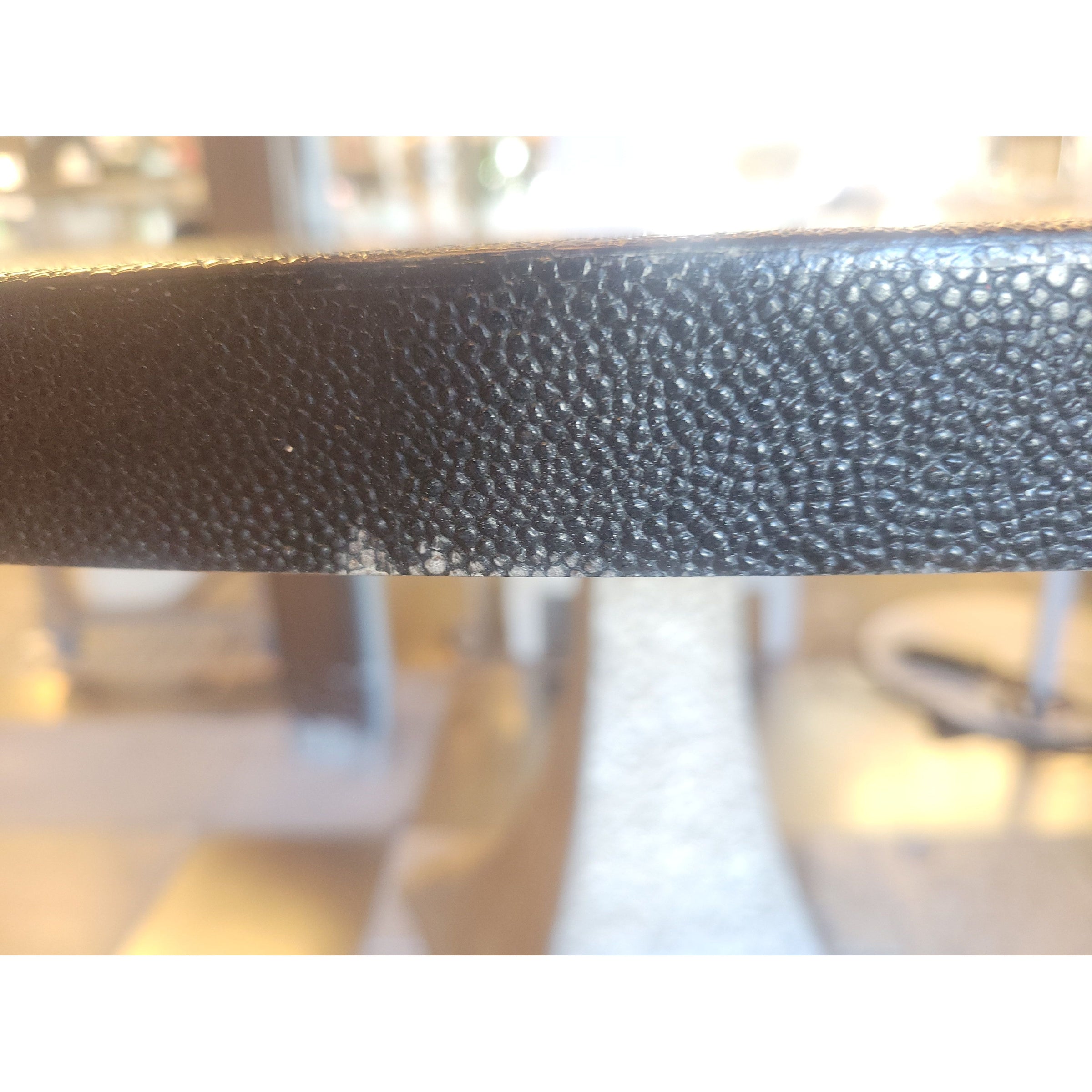Round Black Shagreen Noor Dining Table on Silver Iron Base by Made Goods
