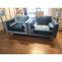 PAIR of Blue Velvet Luca Arm Chairs by Rove Concepts