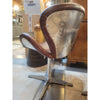 PAIR of Timothy Oulton Devon Style Brown Leather & Steel Swivel Chairs
