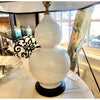 Vintage White Porcelain Table Lamp w/ Black Shade