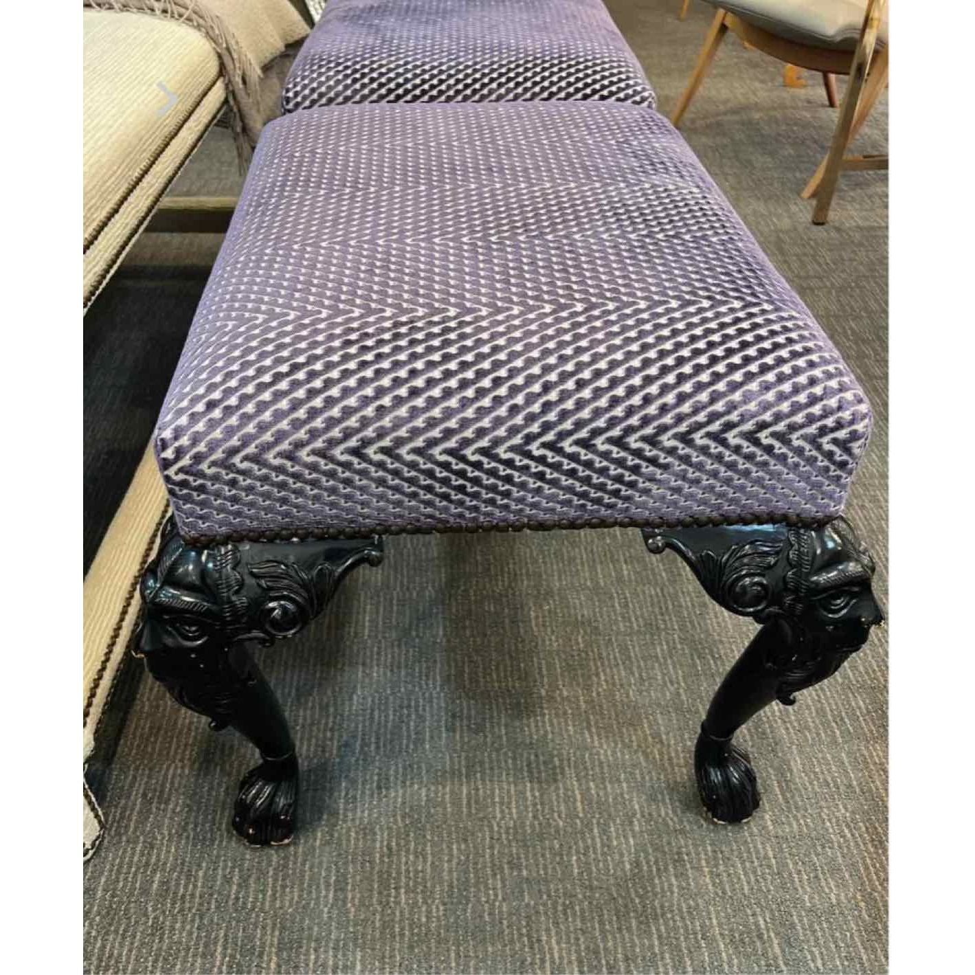 Ornate Leg Stool / Bench by Baker Furniture - Purple & Black