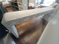 Custom 7-ft Navy Grasscloth Console Table w/ Lacquer Drawers (AS IS)