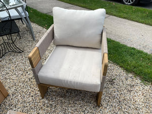 Pair of Teak and Rope Outdoor Armchairs