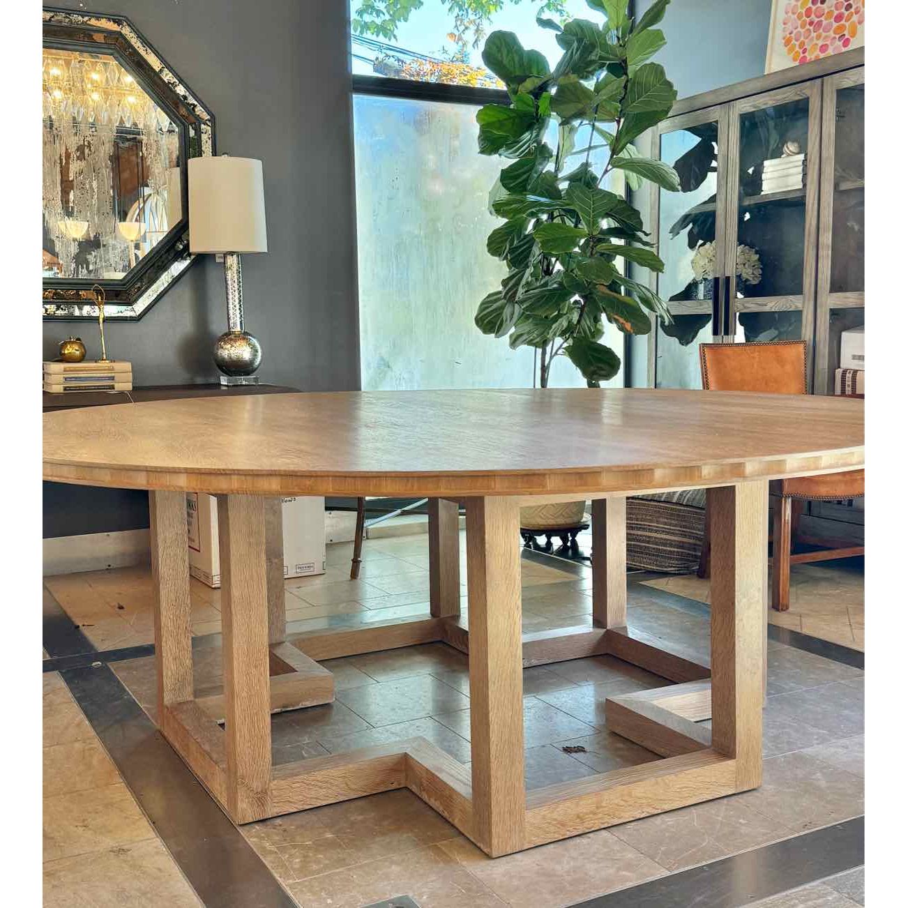 Custom English Round Oak Dining Table by Thorp