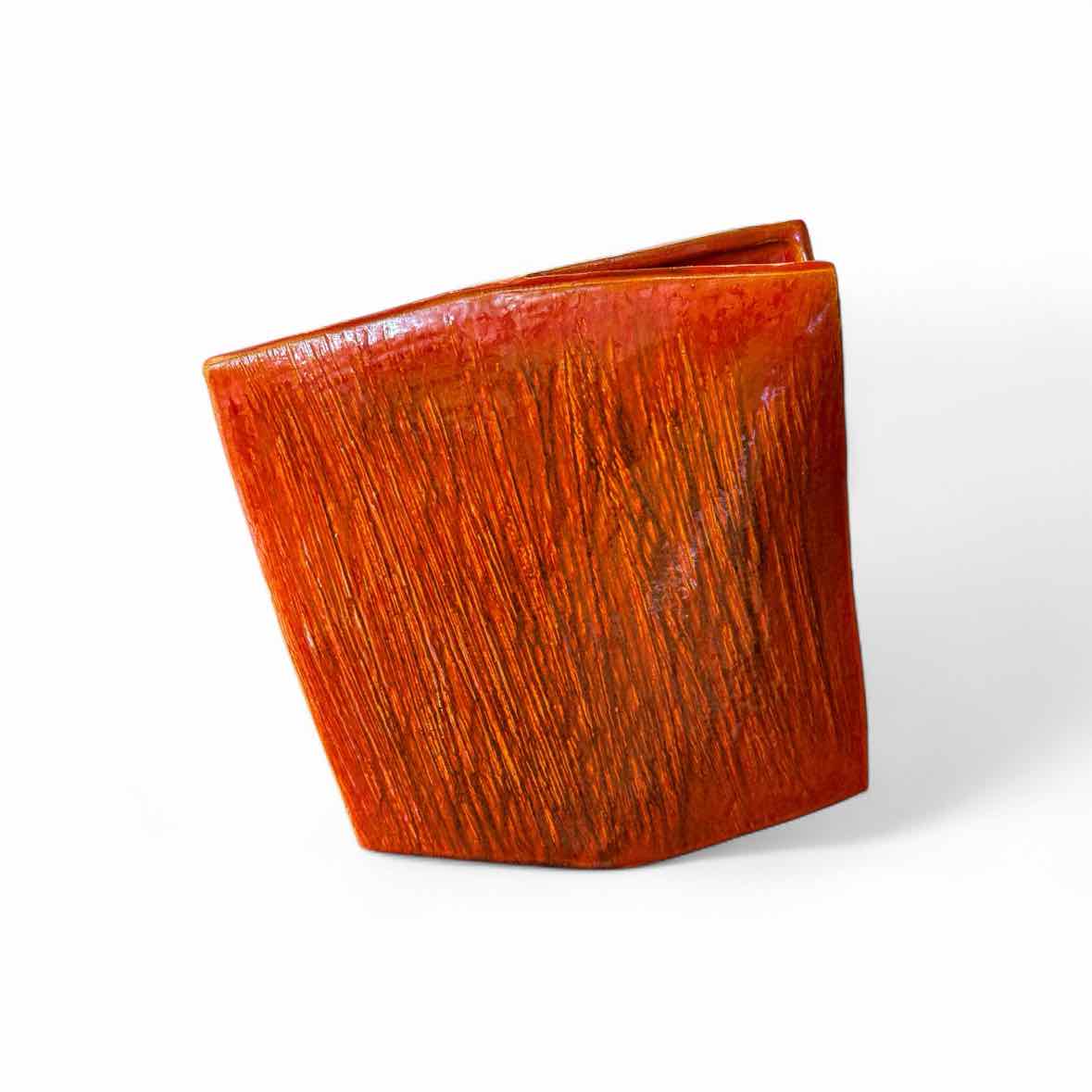 Ikebana Vermilion Wedge Sculptural Vase