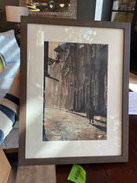 'Sentimentality' Warsaw Watercolor by Jacek Lozinski in Frame