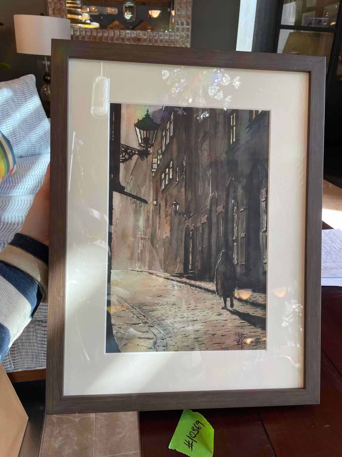 'Sentimentality' Warsaw Watercolor by Jacek Lozinski in Frame