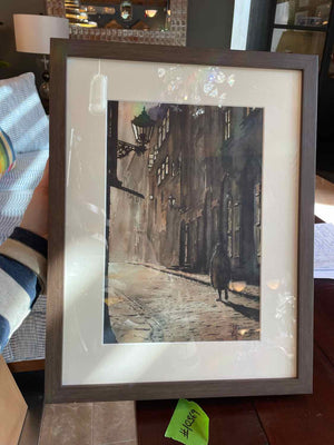 'Sentimentality' Warsaw Watercolor by Jacek Lozinski in Frame