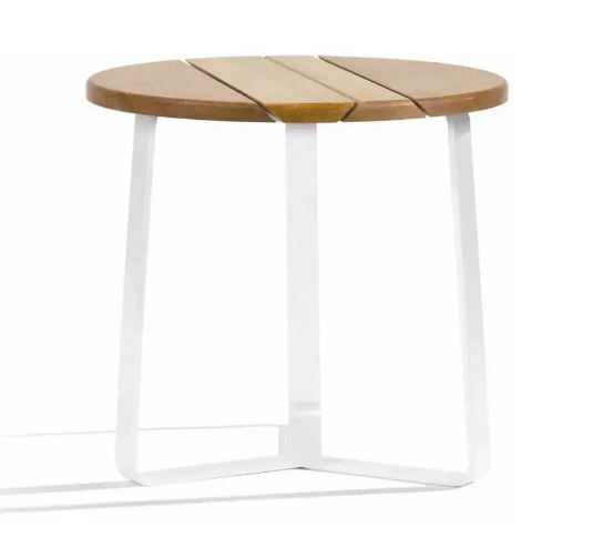 Giro Round Side Table in White/Iroko