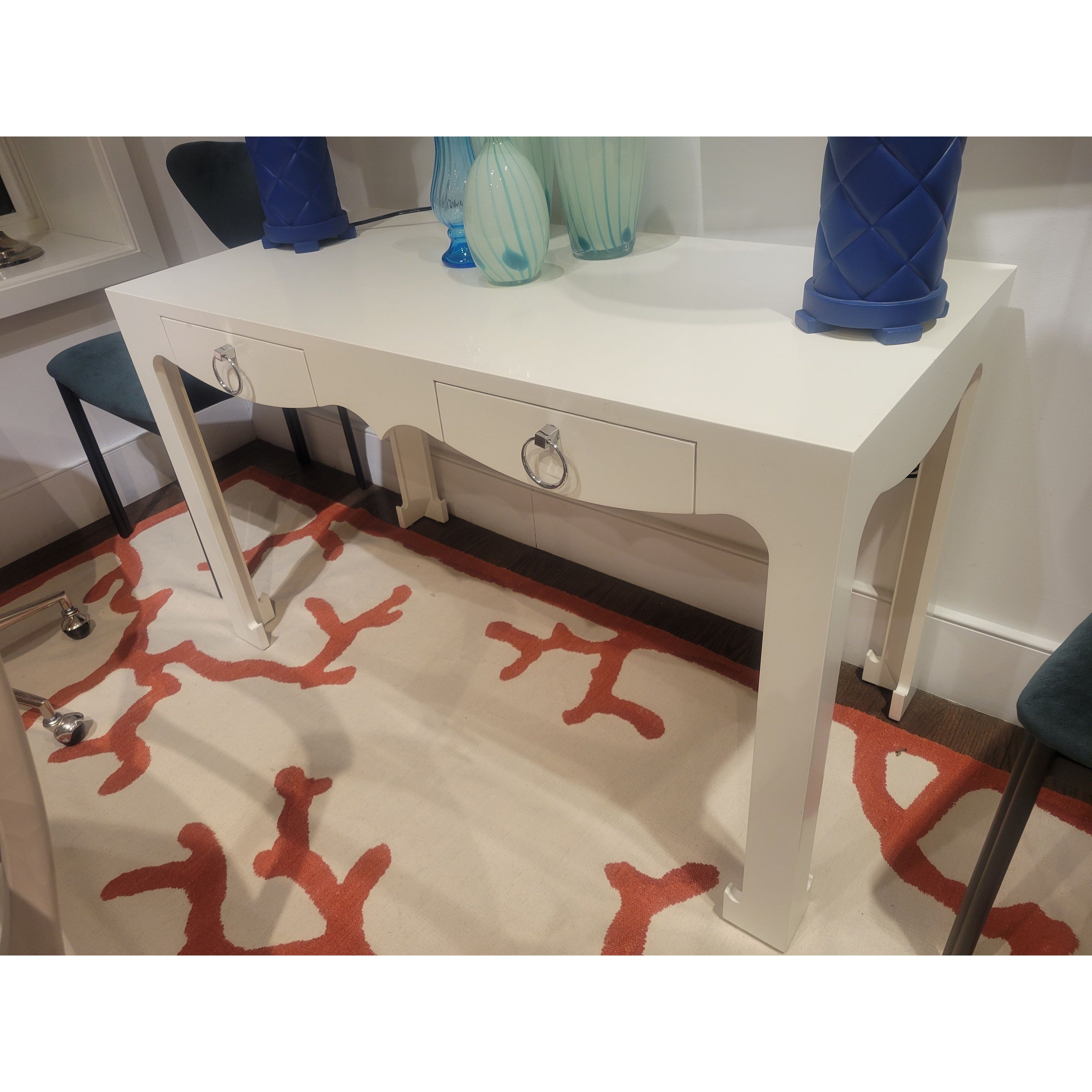 'Jordan' Regency Scalloped Console / Writing Desk by Bungalow 5 - colletteconsignment.com