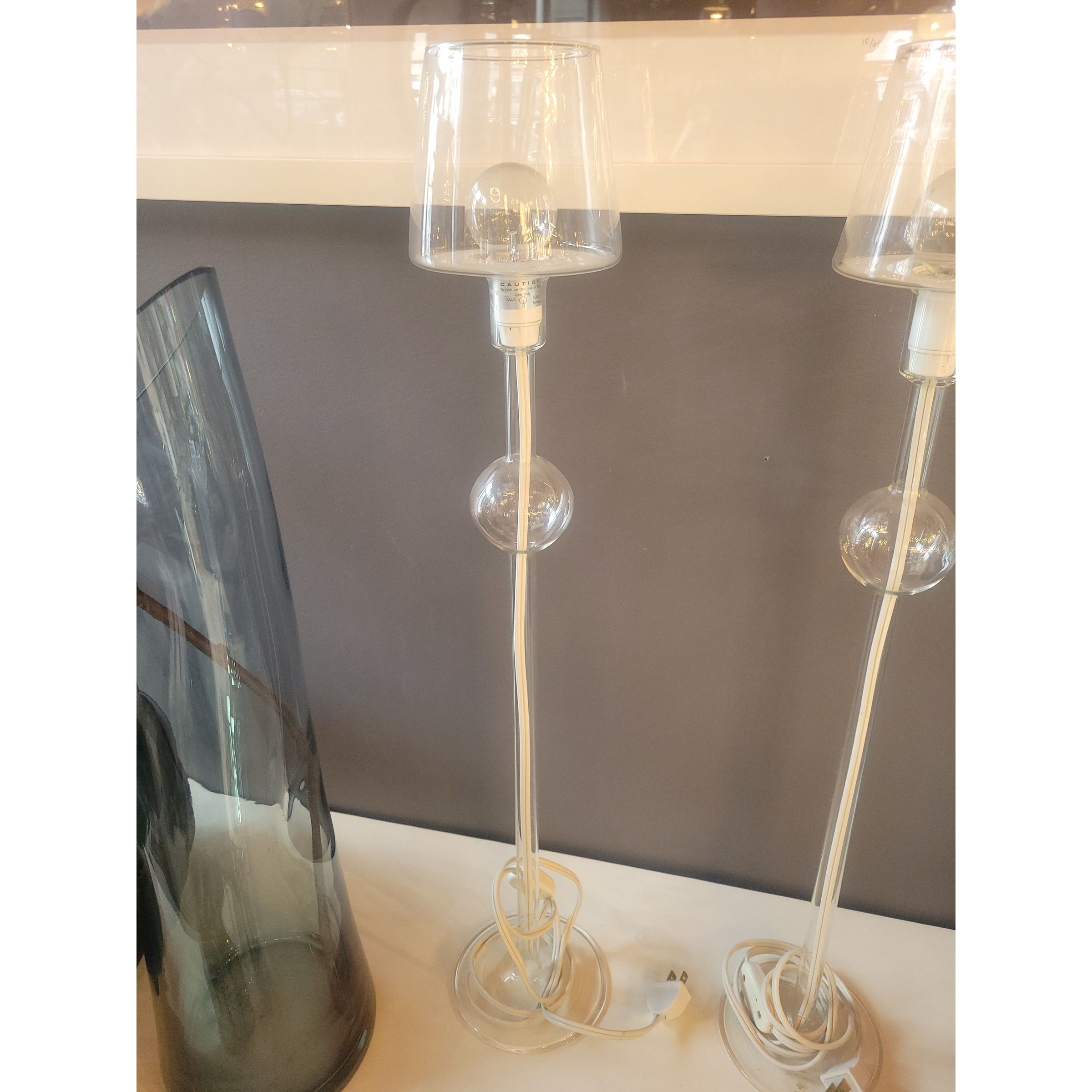 Blown Glass Table Lamp w/ Glass Shade by Les Heritiers