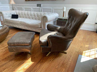 Gray Leather Arm Chair w/ Ottoman by MG+BW