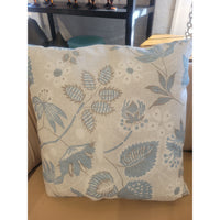 PAIR of Custom Light Blue & Gray Floral Print Square Pillows
