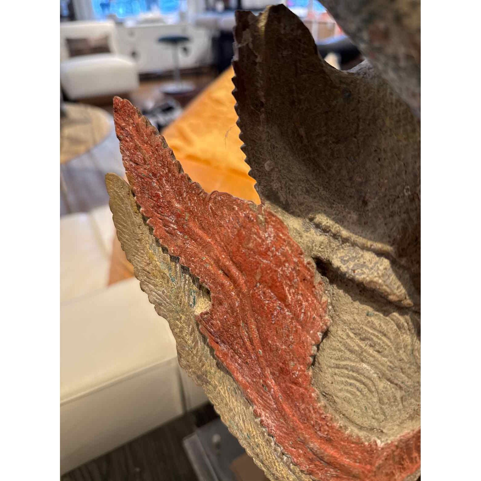 Pair of Antique Carved Polychrome Burmese Dancers w/ COA, 30"H x12"L x 9"W