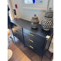 Black Metal & Brass 6-Drawer Dresser