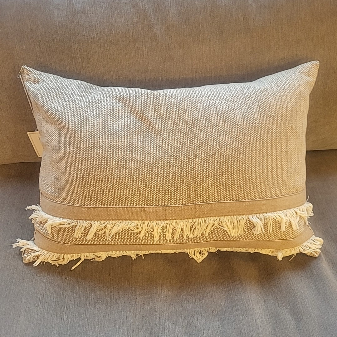 Tan Fringe Lumbar Pillow by Calvin Klein