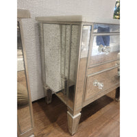 PAIR of Antiqued Mirror Glass Nightstands