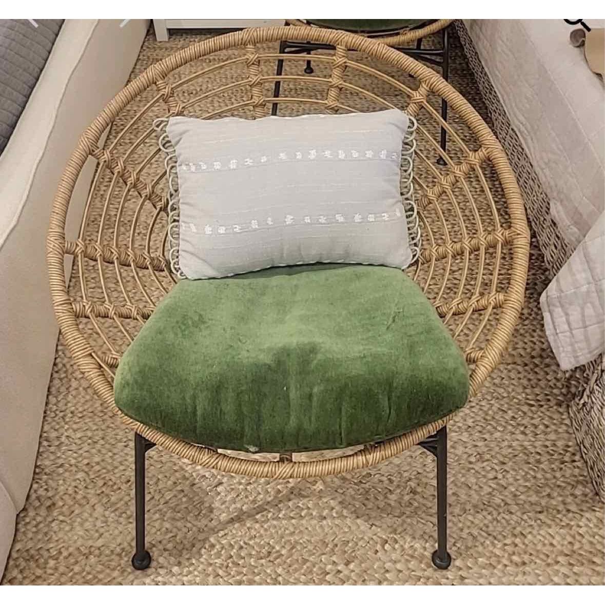 PAIR of Wicker Lounge Chairs w/ Holly Hunt Fabric Cushions