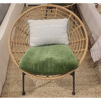 PAIR of Wicker Lounge Chairs w/ Holly Hunt Fabric Cushions
