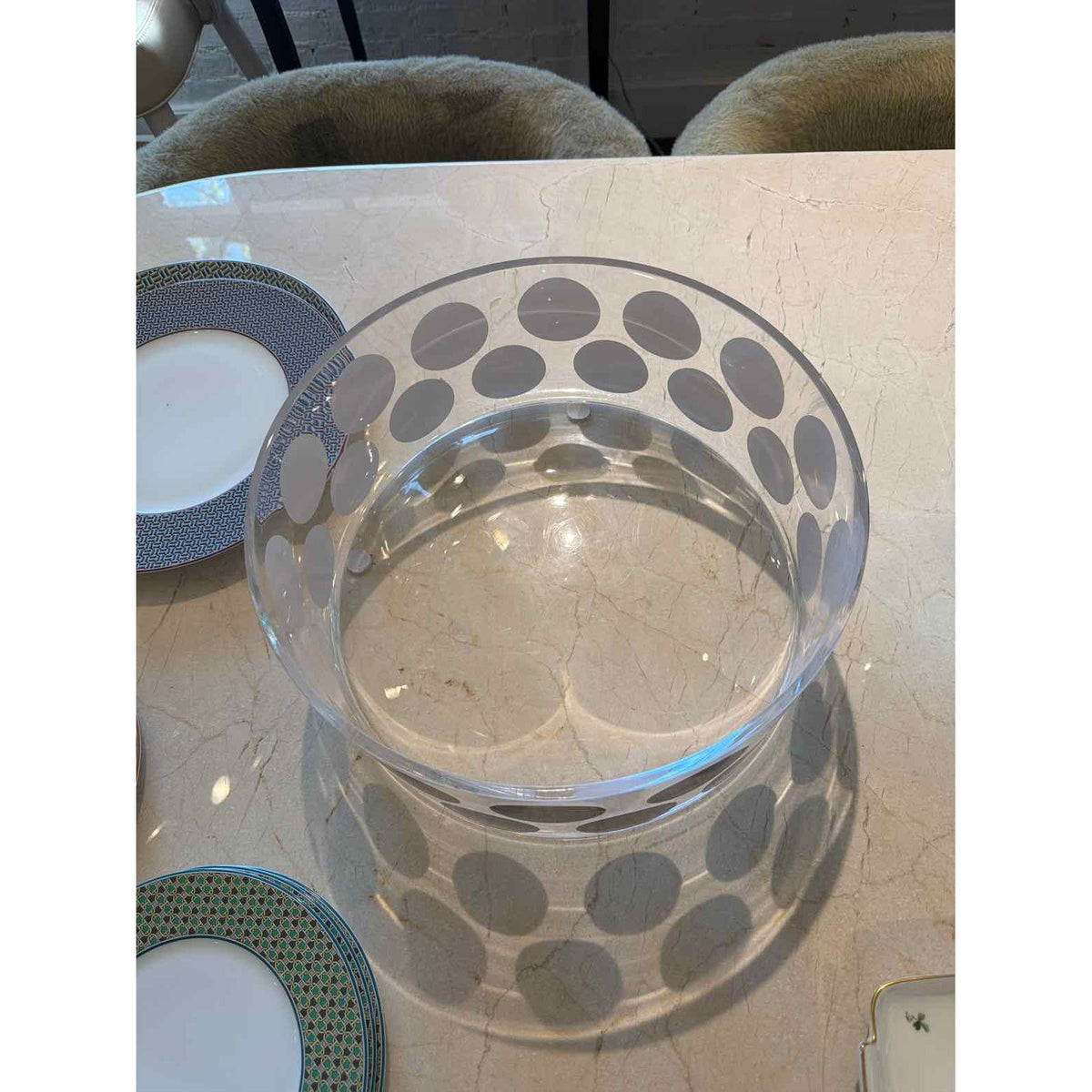 Paola Navone Argento Dots Glass Bowl for Egizia 14"Diam x 6"H - colletteconsignment.com