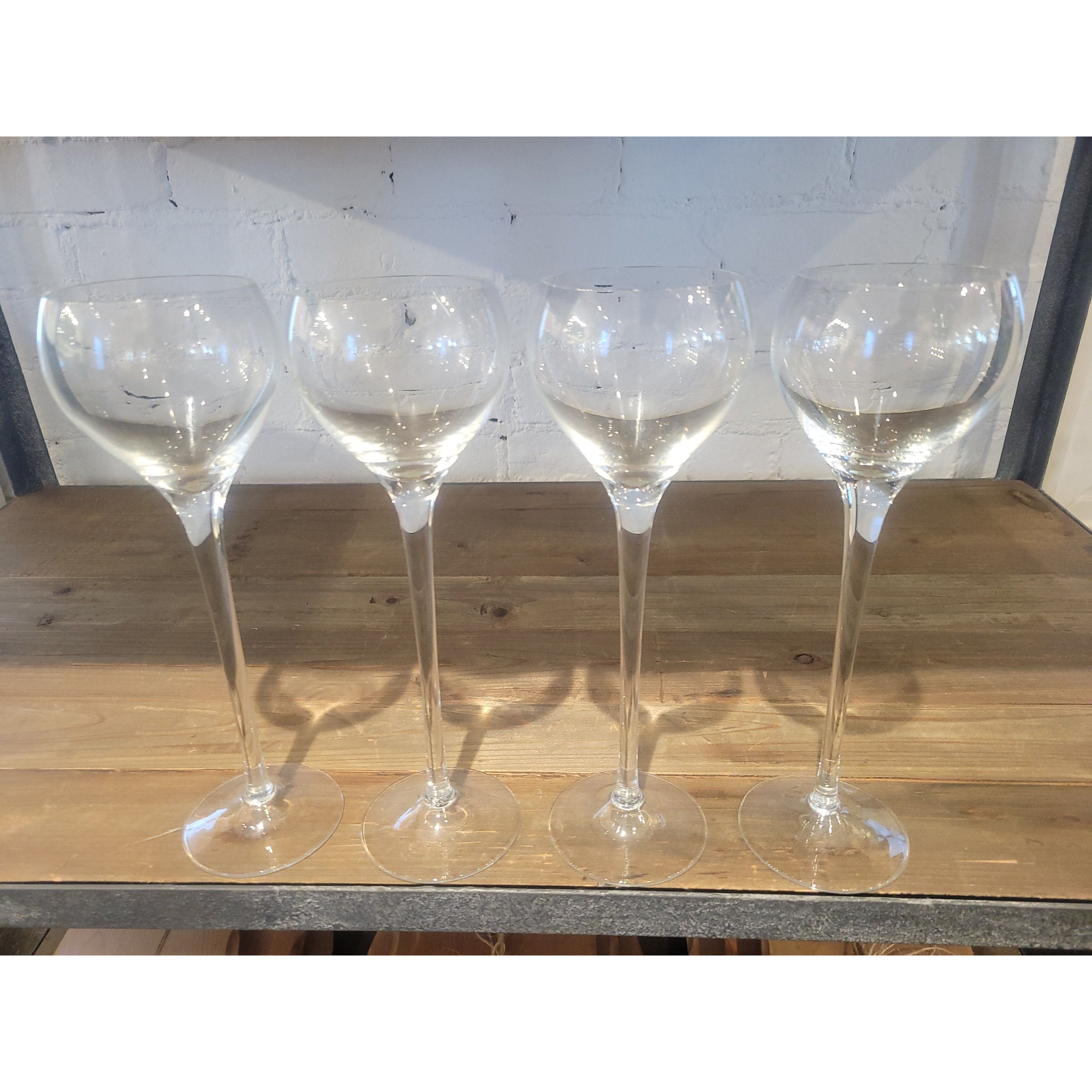 SET of 4 Crystal Long-Stemmed White Wine Glasses Attrib. to Badash