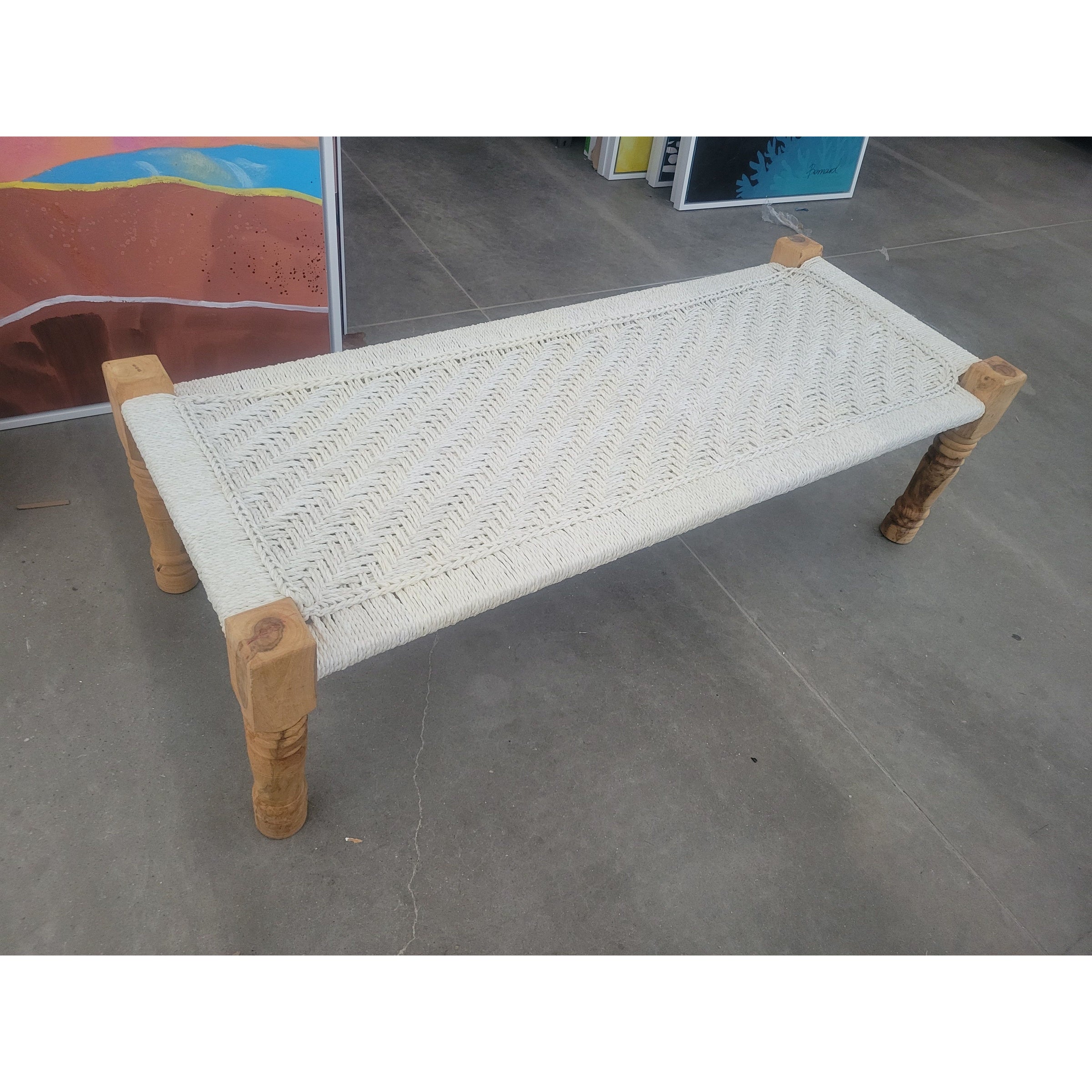 White Woven Rope Bench by Calypso Home - AS IS