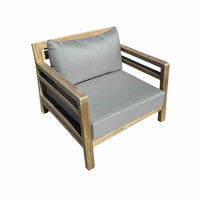 Costes Lounge Armchair in Natural Teak/Gray