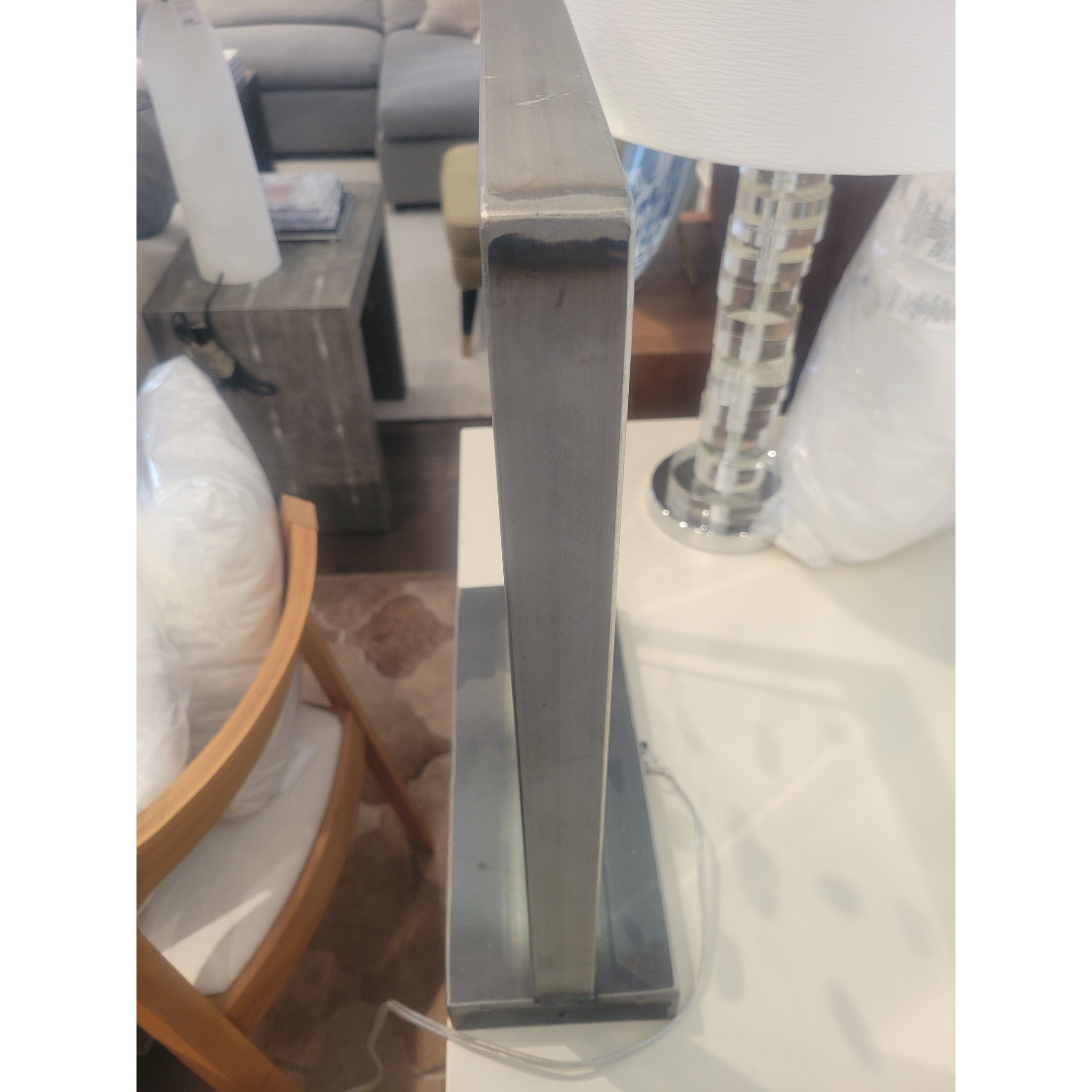 Floating Quartz Geodes in Lucite Table Lamp w/ Steel Frame by Kimberly McDonald