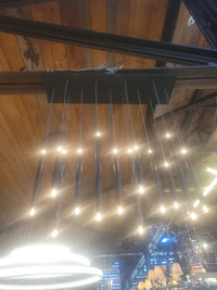 Custom Blackened Steel 13-Light Candle Pendants Fixture