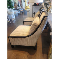 PAIR of Custom Barbara Berry Collection Lounge Chairs by Baker w/ Larsen Fabric - colletteconsignment.com