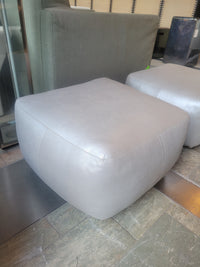 Square Silver Leather Pouf (AS IS)