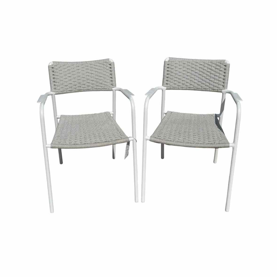 Pair of Echo Dining Armchairs in Silver - colletteconsignment.com