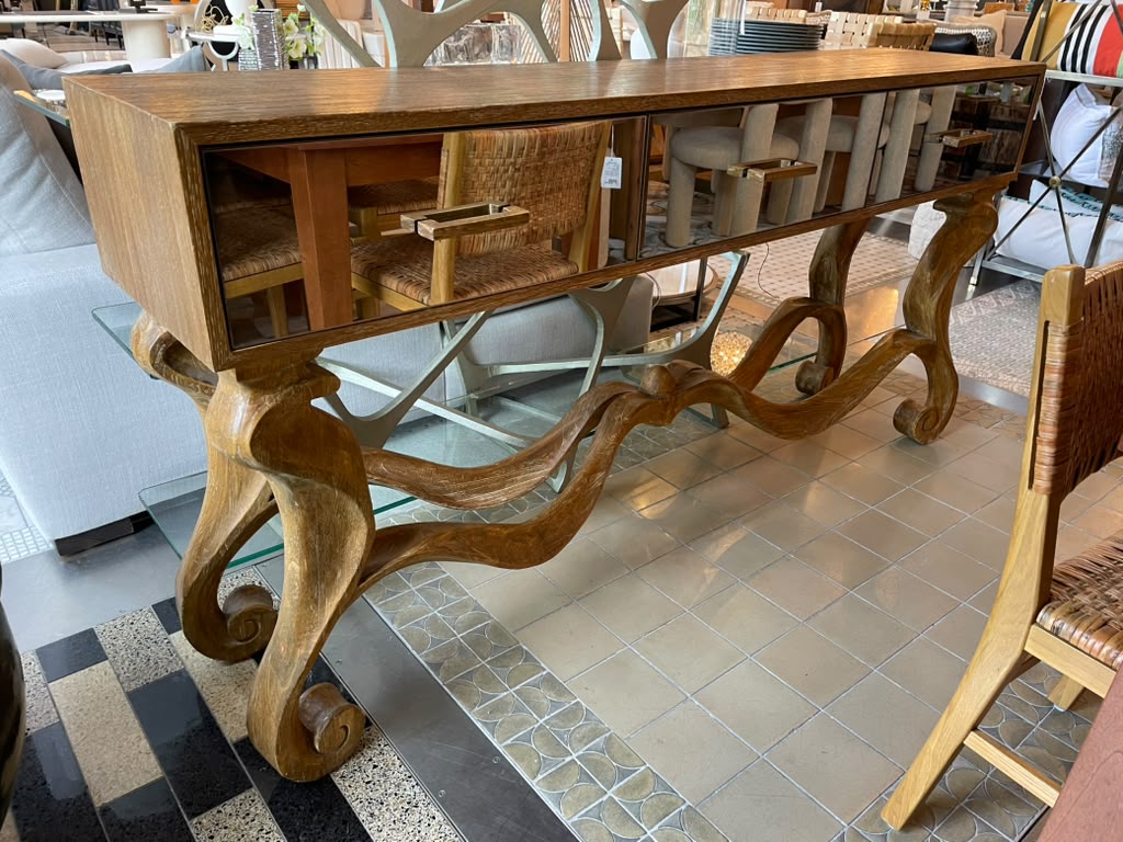 Ambella Home Console Table w/ Mirrored Drawers