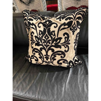 Black & White Velvet Design Pillow with Bead Trimming