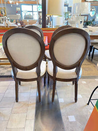 SET of 8 French Linen & Wood Dining Side Chairs by RH