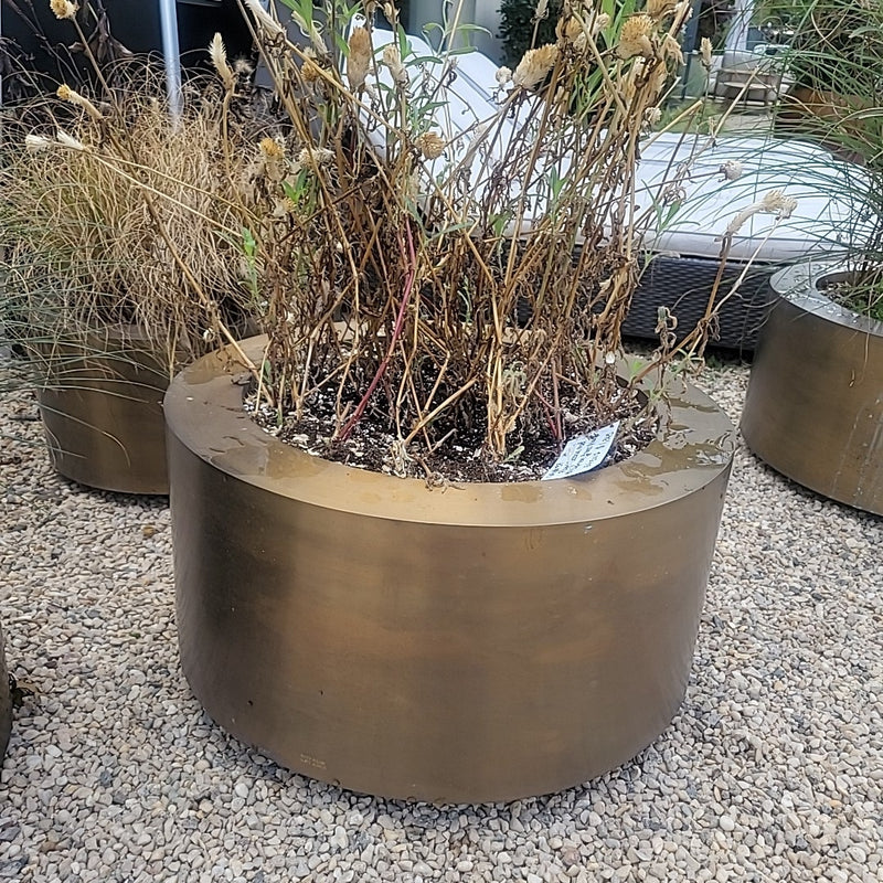 Royal Botania Medium "Cuprum" Round Weathered Brass Planter