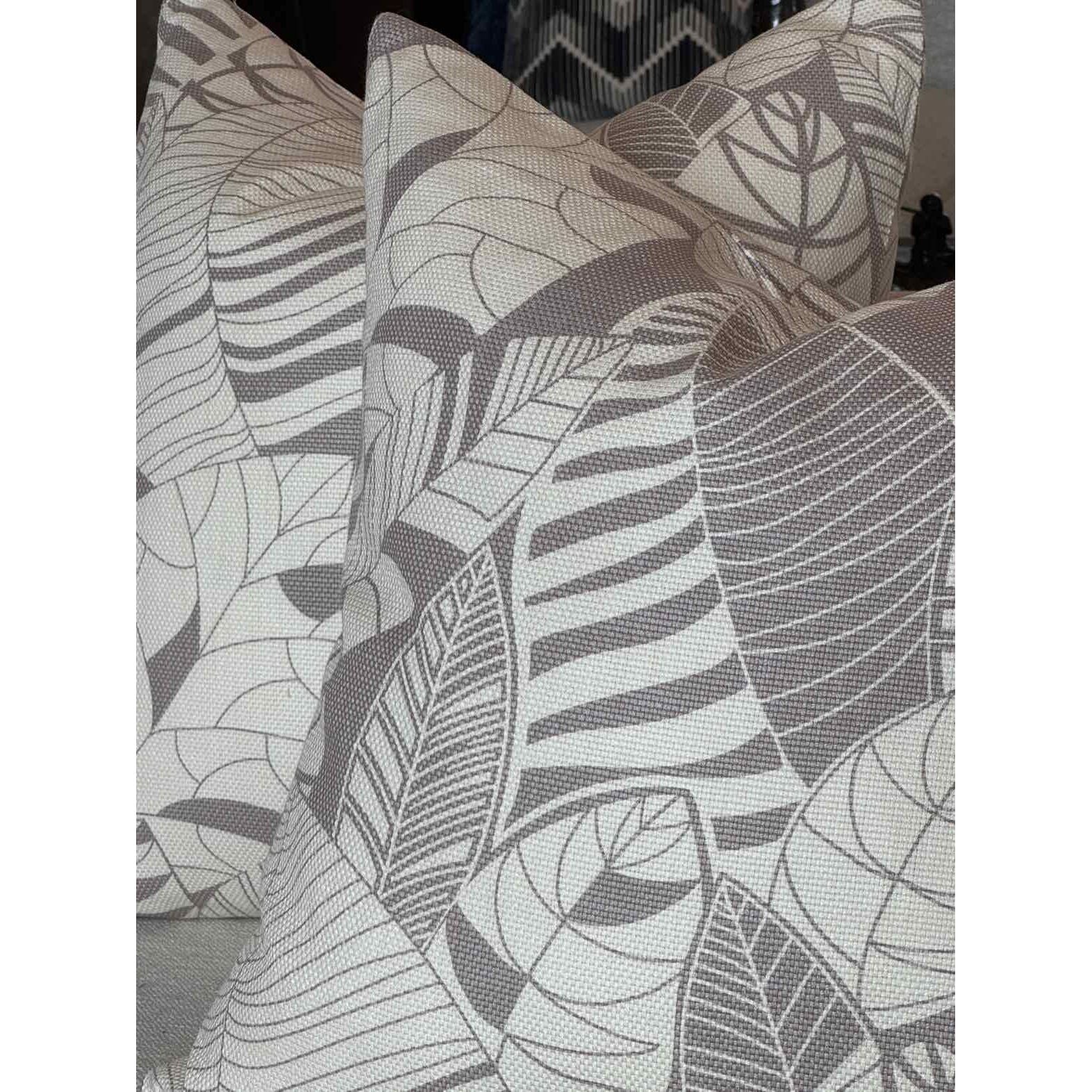 Pair of Custom Purple Palm Leaf Pattern Pillows