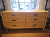 6-Drawer Natural Oak Dresser w/ Metal Pulls