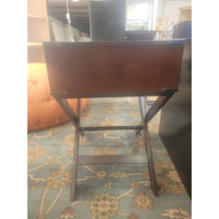 PAIR of Espresso Wood & Nickel 1-Drawer Side Tables