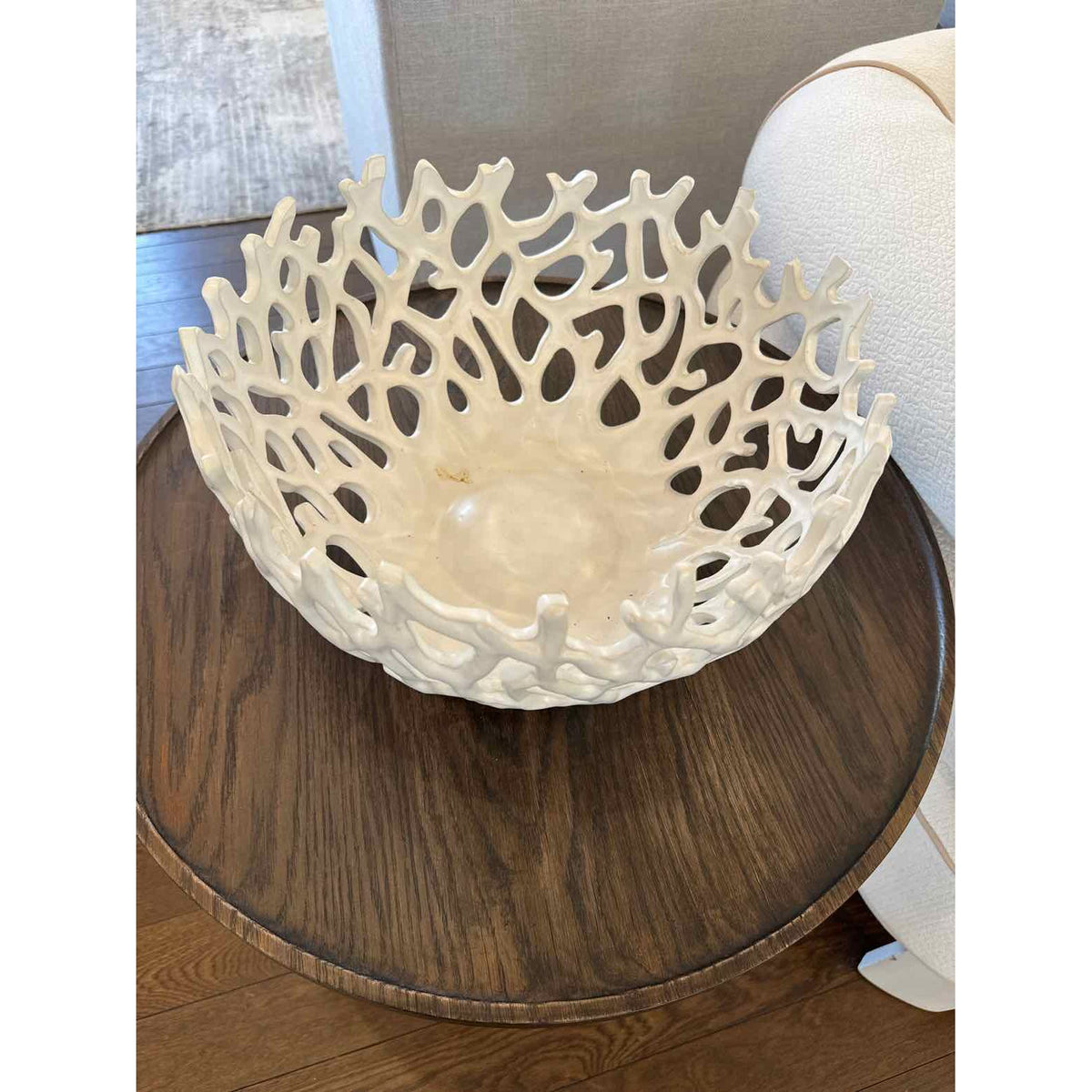 Large White Coral Bowl As Is