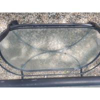 Outdoor Glass & Black Metal Serving Cart - colletteconsignment.com