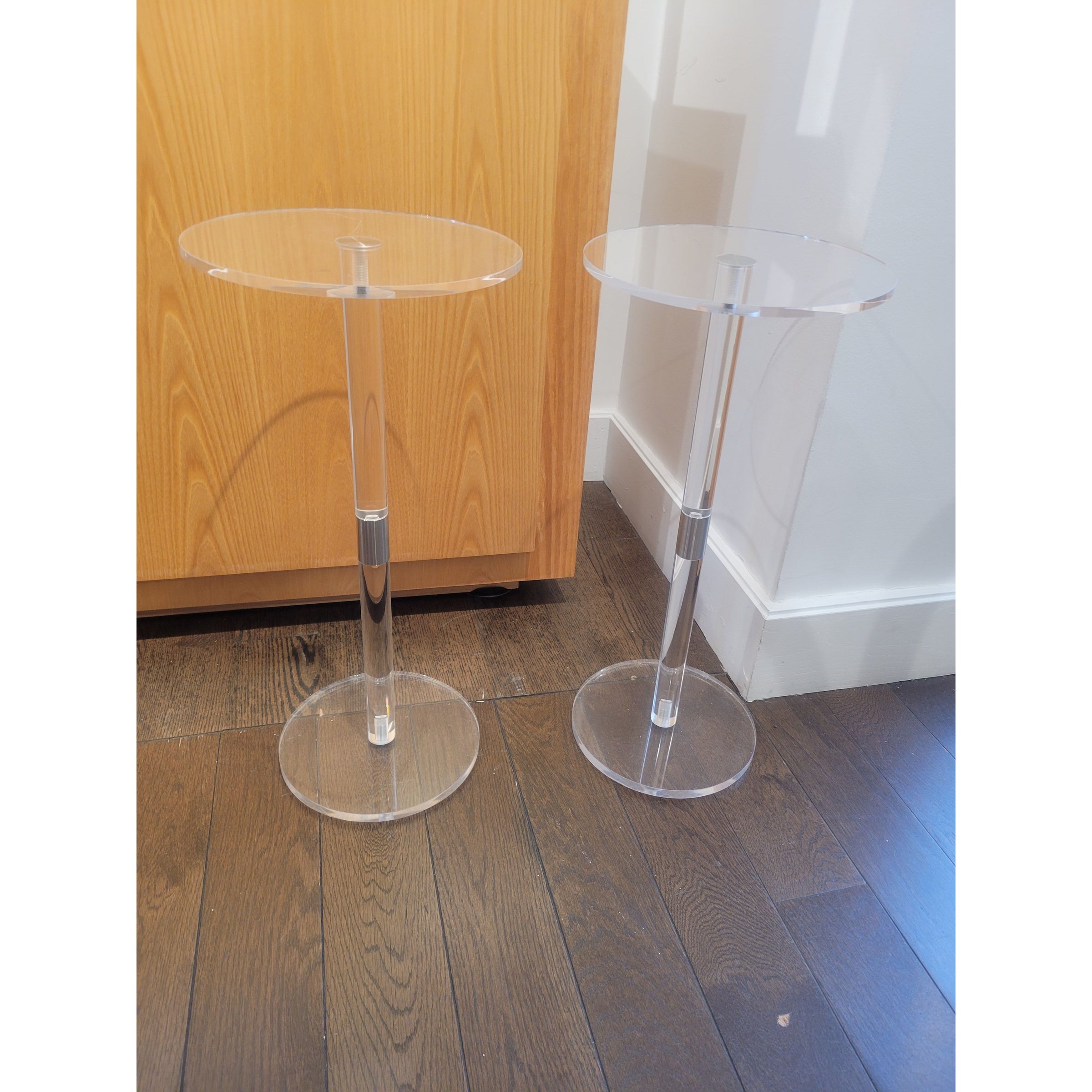PAIR of Round Acrylic Drink Tables