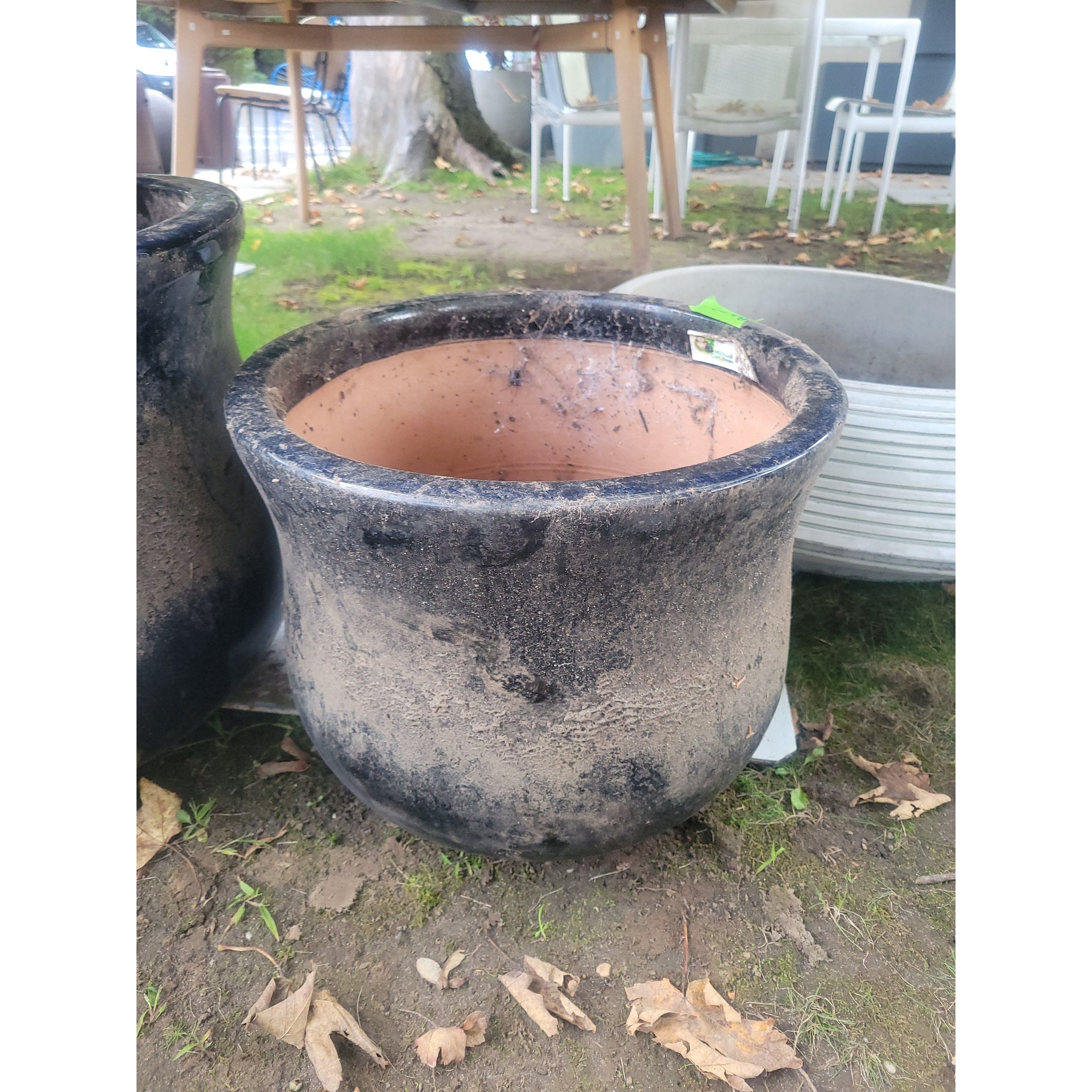 Medium Navy Ceramic Outdoor Planter